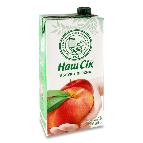 Яблучно-персиковий сік ТМ Наш Сік 1,93л